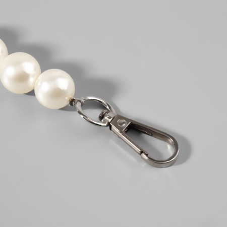 Handle for a bag, pearl beads, d = 12/14/16 mm, 39 cm, white/silver color-2