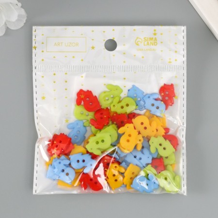 Buttons plastic for creativity 2 punctures "Color Bunnies" set 60 pcs 1.3x1.7 cm-5