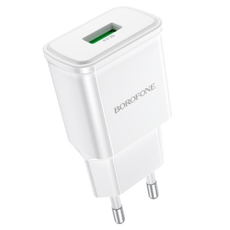 Network charger Borofone BA59A, USB, QC3.0, 3 A, white-1