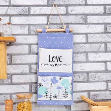 Pocket textile Ethel "forget -me -nots" 2 departments, 41x20 cm