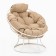 Armchair "Papasan" mini, with beige pillow, white frame, 81x68x77cm