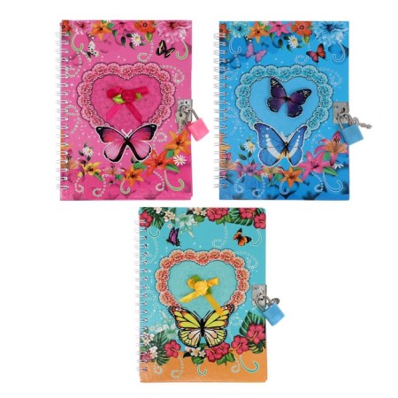Notebook Gift Book on the lock, A6+, 50 sheets, line, "Butterfly", mix