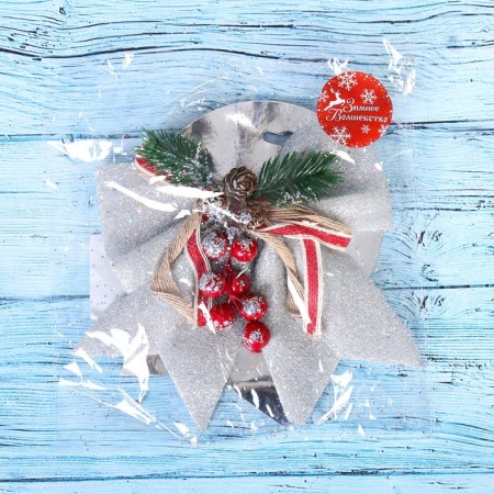 Christmas tree decoration "Balt - cones, berries" 21x18 cm, silver-1