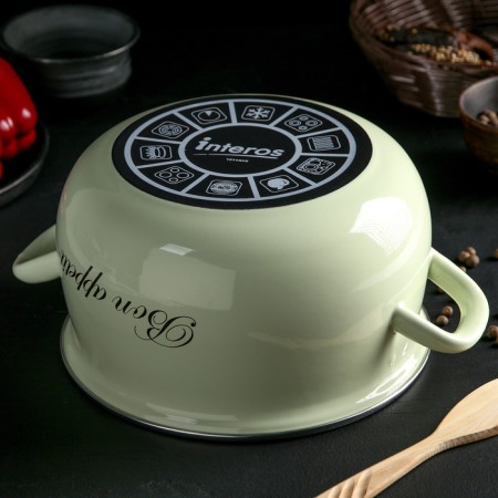 Lime pan, 5.1 l, glass cover, induction, color light green-2