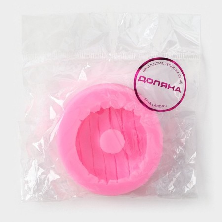 Mold Dolyana "Donut with glaze", silicone, d = 6 cm, pink color-4