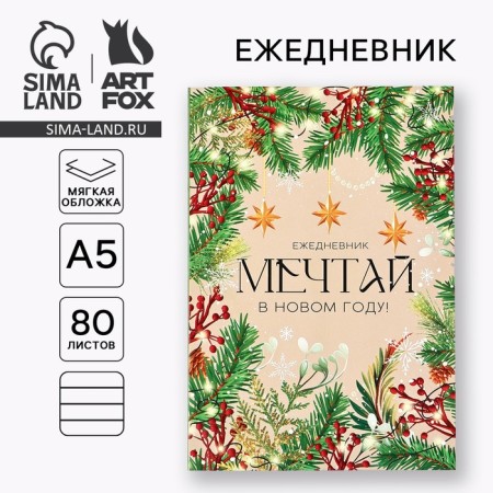 Diary in the soft cover A5, 80 liters "Dream in the new year!"