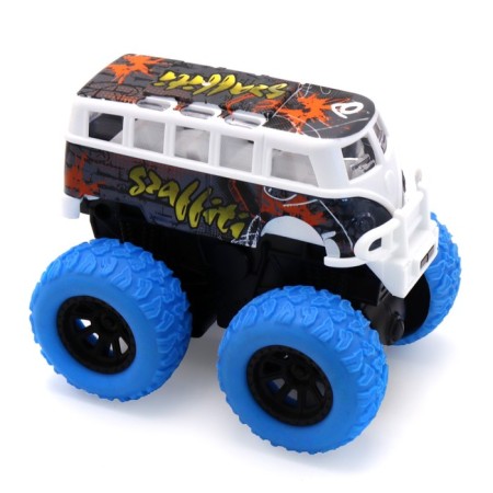 Inertial bus Die-Cast Funky Toys, on all-wheel drive with blue wheels, 14.5 cm-1