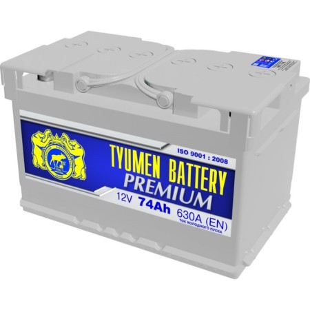 Tyumen Battle 74 A/h 6st-74la premium battery, reverse polarity