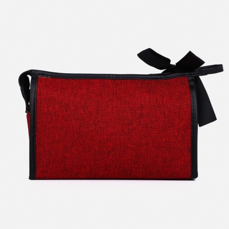 Cosmetic bag with a zipper, with lining, burgundy color-1