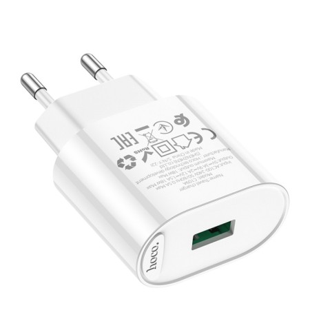 Network charger Hoco C109A, 1 USB, 18 W, Qc, White-1