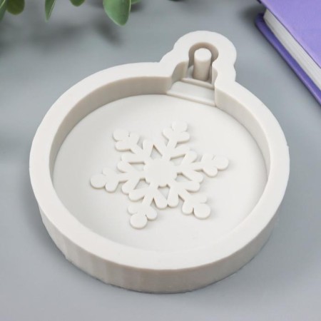 Mold Silicon "New Year's ball with a snowflake" 9x7.5x1.4 cm-1