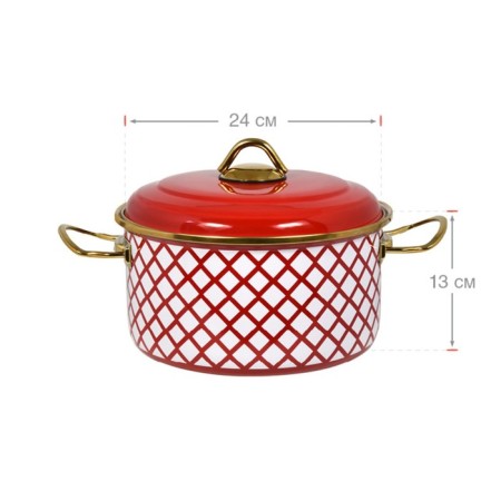 Pan with a lid Oursson, red color, 6 liters-7