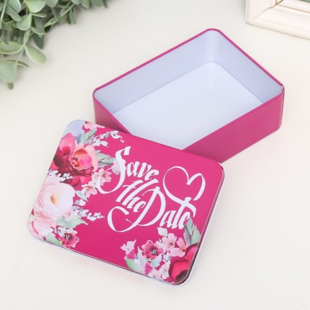 Rectangular metal box "Fuchsia" 12.5x9.5x4.2 cm-2