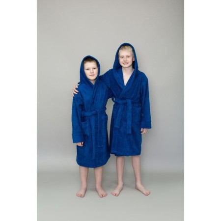 Children's robe with a hood, size 36, dark blue color-1