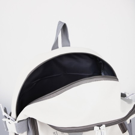 School backpack from textiles on lightning, 3 pockets, white/gray color-5