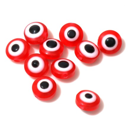 The bead "Eye" is flat, d = 8 mm (set 10 pcs.), Red color-1