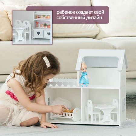 Puppet house "Mini", white-gray color-2