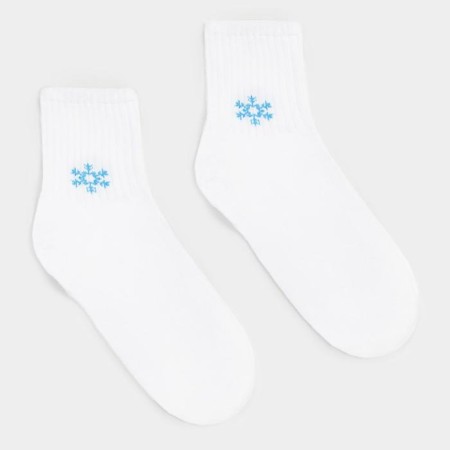 Women's socks minku "snowflake", white color, size 38-39 (25 cm)
