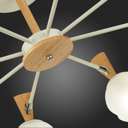 Ceiling EVOLUCE lamp. Sle220702-08. Catania. 8x40 watts, E14, 74x74x35 cm, white color, light wood-7