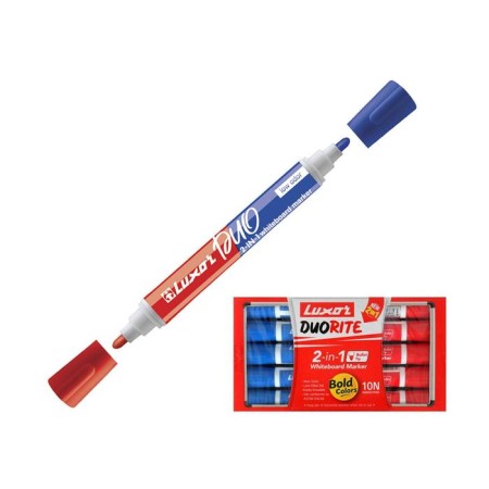 Marker for white boards Luxor Duorite, 1-3 mm, bilateral, bullet, blue/red
