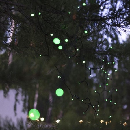 Garland "thread" 20 m, IP44, dark thread, 200 LED, Green glow, 8 modes, 220 V-6