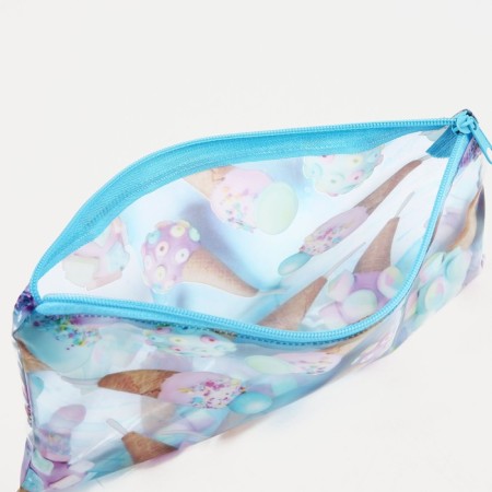 Cosmetic bag-penete on zipper, PVC, blue color-2