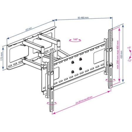 Kromax Atlantis-80 Black Black 32 "-75" Max.50kg, wall rotary-vel 10047-3