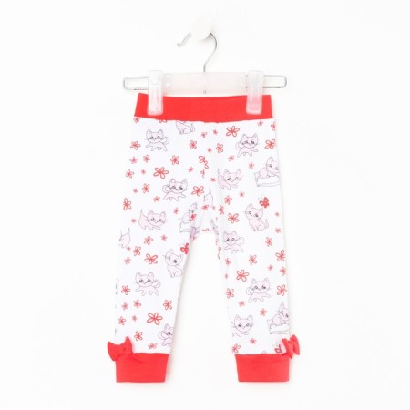 Pants children, white color/kittens, height 62 cm