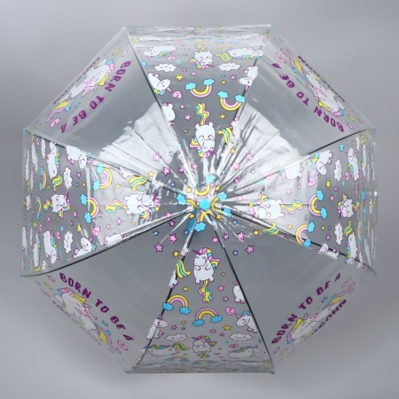 Umbrella - semi -automatic cane "unicorns", 8 spokes, r = 43 cm, color mix-5