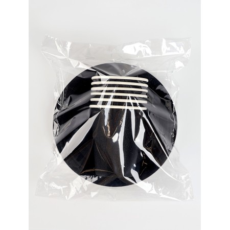 A set of paper dishes, black color, set 12 pcs.-6