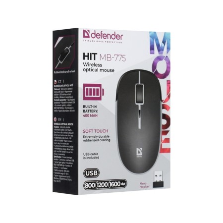 Mouse Defender HIT MB-775, wireless, optical, 1600 dpi, 400 mAh, USB, black-6