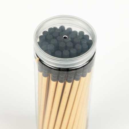 Black pencil with an eraser, hardness of HB, round, sharpened, golden body.-6