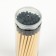 Black pencil with an eraser, hardness of HB, round, sharpened, golden body.