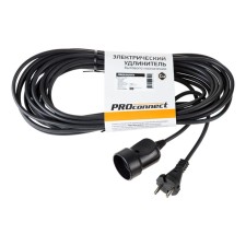 Удлинитель-шнур PROconnect ПВС 2х0.75, 10 м, б/з, 6 А, 1300 Вт, IP20, черный (Сделано в России)   10