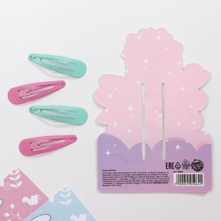 Hair clips "Miss Universe", 4 pcs, 9.5 x 13.5 cm-1