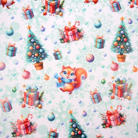 Paper packaging New Year's "Squirrel", gloss, 1 sheet, 80 g/m2, 70 x 100 cm-2