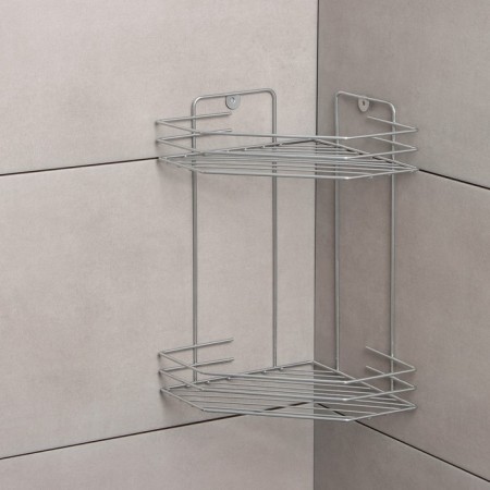 The bathroom shelf is angular 2-tier, 20.5 × 20.5 × 31.5 cm, color chromium-1