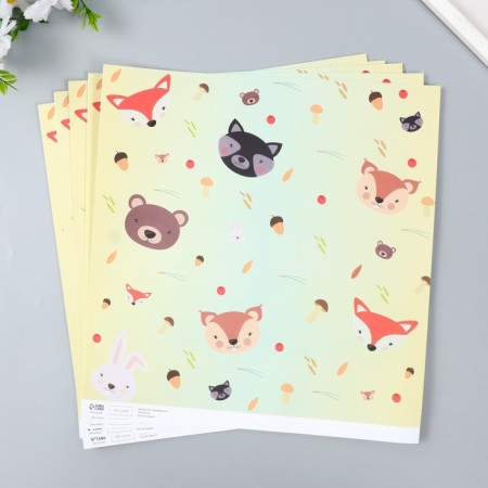 Scrapbooking paper "Forest animals" density 180 g 30.5x32 cm-1