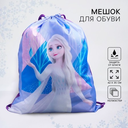 A bag for shoes 420 x 350 mm, cold heart "Anna and Elsa" (soft polyester, density 210d)