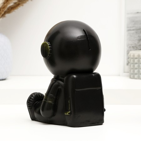 Cosmonaut Piggy bank Black with yellow, 20cm-2