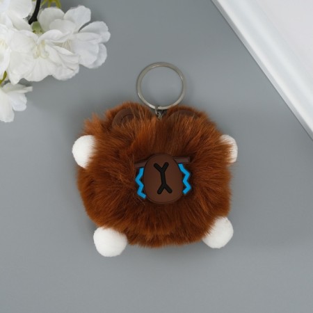 Fluffy on the ring "Capybara Mr. Sadness" Brown 10x8x8 cm-1