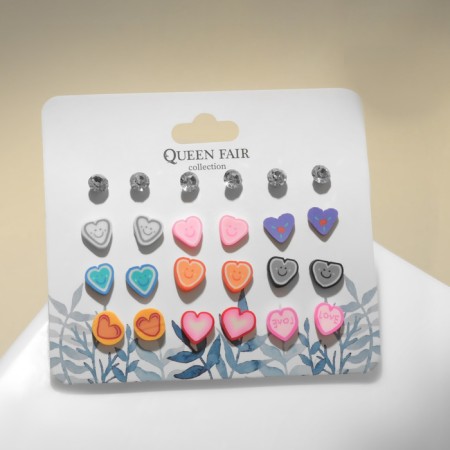 Pusets 12 pairs "hearts" Smiley, colored in silver-1