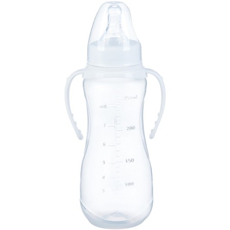 A bottle for feeding, a classic throat, 250 ml., From 3 months, fitted, with handles, white color-4