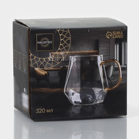 Glass mug Magistro "Ice", 320 ml, 11 × 9 × 9.5 cm-4
