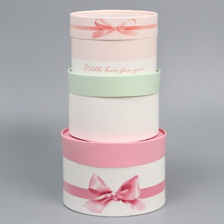 Set of hats 3 in 1, gift packaging, “tenderness”, 16 x 10, 14 x 9, 13 x 8.5 cm-2