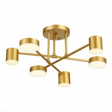 Ceiling EVOLUCE lamp. Sle201022-06. Nobel. 6x7 W, LED, 4000K, 3024 LM, 57x57x25 cm, golden color