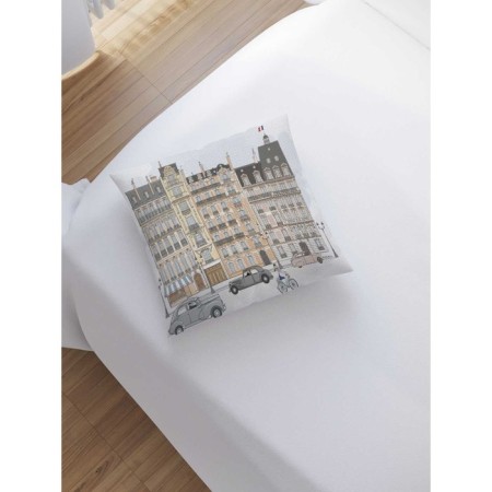 Decorative pillowcase "Central houses in color", on a zipper, size 45x45 cm-1
