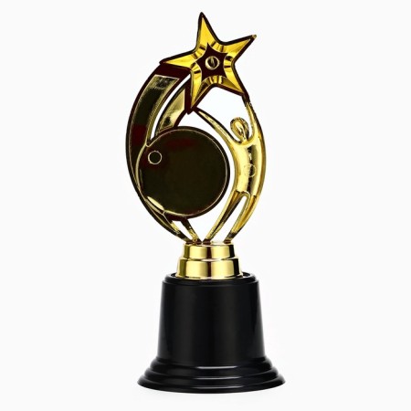 The award figure "Man with a star", gold, a plastic stand is black, 18.5 x 7 cm.-4