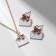 Headset 2 items: earrings, pendant "heart" message, red-white color in gold, 42 cm