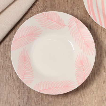 Deep plate ceramic “and let the whole world wait”, 20.5 cm, 550 ml, white color-1
